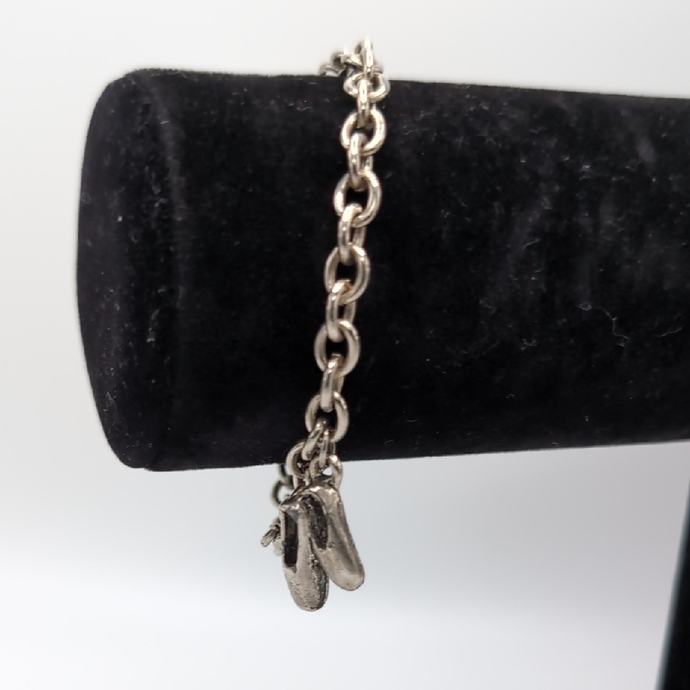 Silver color Ballet Shoe Charm Bracelet